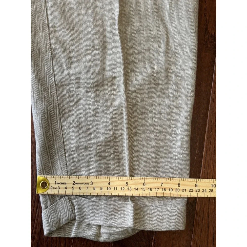 Jos A Bank Joe's Casual Linen Cotton Herringbone Pleated Cuffed Pants 36x30